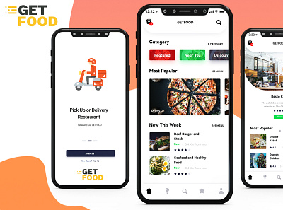 GET FOOD branding clean comercial design designs graphic design illustration ios logo ui uidesign vector web
