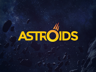 Astroids Logo asteroid design game logo space type