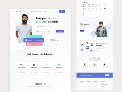 Job Finding Website Design creative design design inspiration employer employment hiring job agency job application job finder job portal job search landing page product design recruitment agency remote work ui design ux design web web design web template website