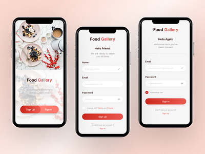 Sign In & Sign Up Food Mobile App