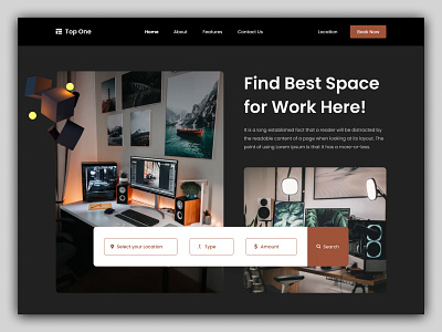 Co-Working Space Website-Header co working coworking space creative design design inspiration header landing page office space place product design space rent team work ui design ux design web web design web template website white space work club work space
