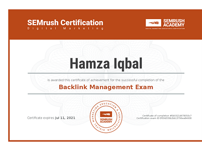 Certificate backlink management exam