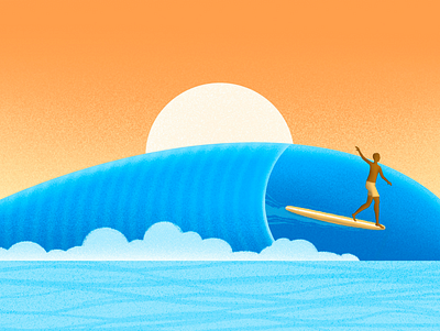 Sunset Surfer digital art digital illustration doodle doodleart drawing hang five illustration longboard longboard surfer ocean procreate procreate app sea sketch sunset surf surfer surfing surfing wave wave