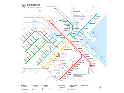 Boston Rapid Transit scheme boston map scheme transportation