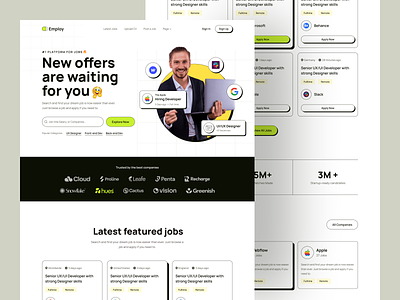 Job Portal Landing Page employment hiring platform job job finder job listing job platform job portal job portal landing page job portal website job search job seekar landing page recruitment ui design uiux web design web ui webdesign website website design