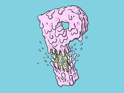 "P" for 36 Days of Type 80s blue drippy goo grime gum p pink slime splash typography
