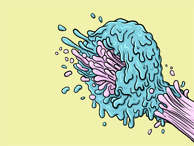"Q" for 36 Days of Type 80s blue drippy goo grime gum icing pink q slime splash typography