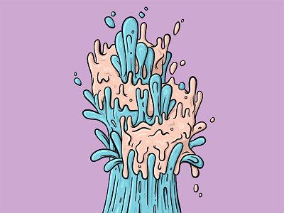 "S" for 36 Days of Type 80s blue drippy goo grime gum icing pink s slime splash typography