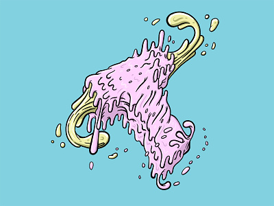 "T" for 36 Days of Type 80s blue drippy goo grime gum icing pink slime splash t typography