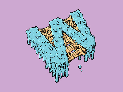 "W" for 36 Days of Type 80s blue cheese drippy goo grime gum icing slime splash typography w