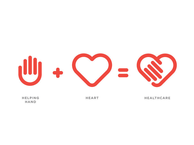 Excel Healthcare Process branding identity logo heart hand healthcare