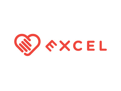 Excel Healthcare Preliminary Logo branding hand healthcare heart identity logo