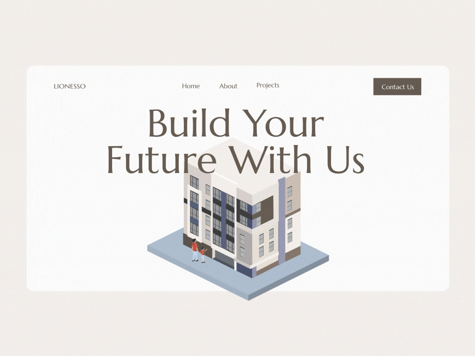 LIONESSO - Building Company animation building company daily ui design illustration isometric design isometric house ui ux