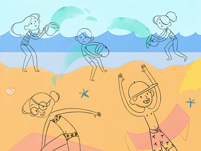 Born to Play 🌊 branding children book illustration design digital illustration illustration illustrations kids art kids illustration learning play summer