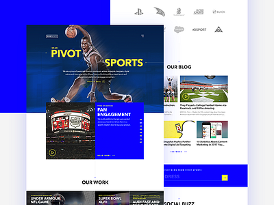 Pivot Sports Website agency design homepage landing page sports ui ux visual