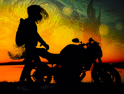 BikeVan gogh bike moto photo picture sunrise sunset van gogh