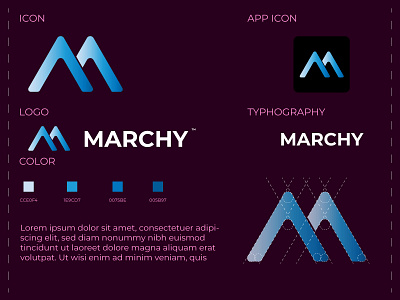 M - marchy Logo Design for Business abstract branding gradient graphic design icon identity imoncrative lettering logo logo design new