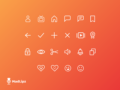 MadLipz App - Iconography app application branding design icon design icon set iconography icons orange