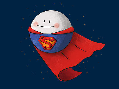 Supermoon! cartoon digital drawing illustration moon space stars superman supermoon