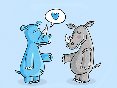 Hippo meets Rhino animal cute digitalart funny hippo rhino