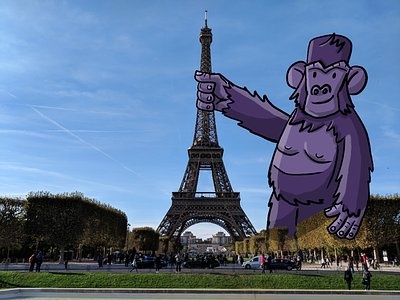 Hold it tight! digital painting eiffel tower funny gorilla illustration paris photoshop