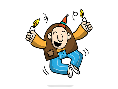 Haji Stickers: Birthday birthday candle cartoon character digitalart funny illustration persian sticker tada