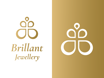 Brillant Jewellery - Logo branding bright design fashion flower gold jewlery logo logodesign