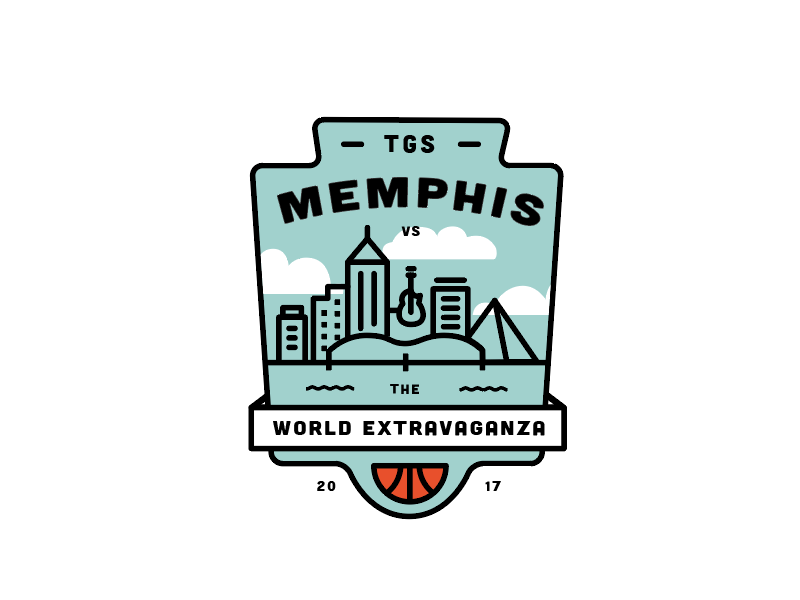 Option 2 for Basketball Tournament logo badge vintage line skyline memphis tournament basketball