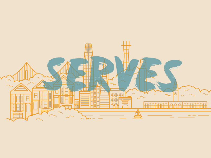 Redemption Serves church graphic serve san francisco illustration