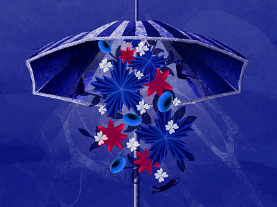 Journey 03 blue concept art digital painting eye illustration modern umbrella underwater water