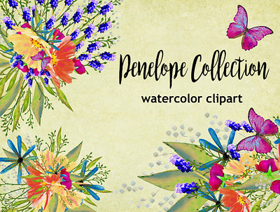 Penelope Collection instant download png printables watercolor florals watercolor flower watercolor illustration wedding design