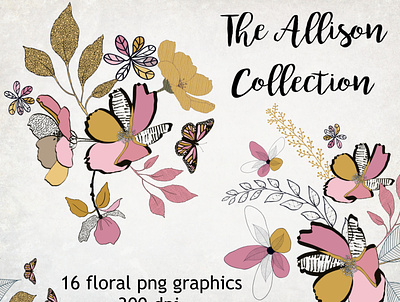 Allison Collection design illustration instant download png printables watercolor watercolor florals watercolor flower watercolor flowers watercolor illustration wedding design
