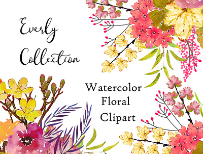 Everly Collecton design illustration instant download png printables watercolor watercolor florals watercolor flower watercolor flowers watercolor illustration wedding design
