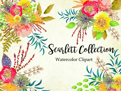 Scarlett Collection design illustration instant download png printables watercolor watercolor florals watercolor flower watercolor flowers watercolor illustration wedding design