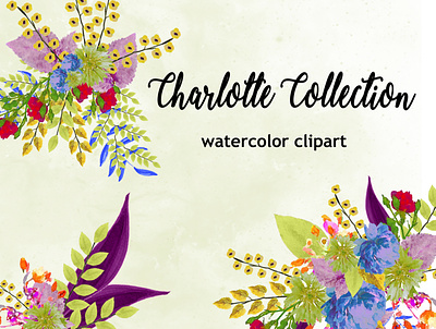 Charlotte Collection design illustration instant download png printables watercolor watercolor florals watercolor flower watercolor flowers watercolor illustration wedding design