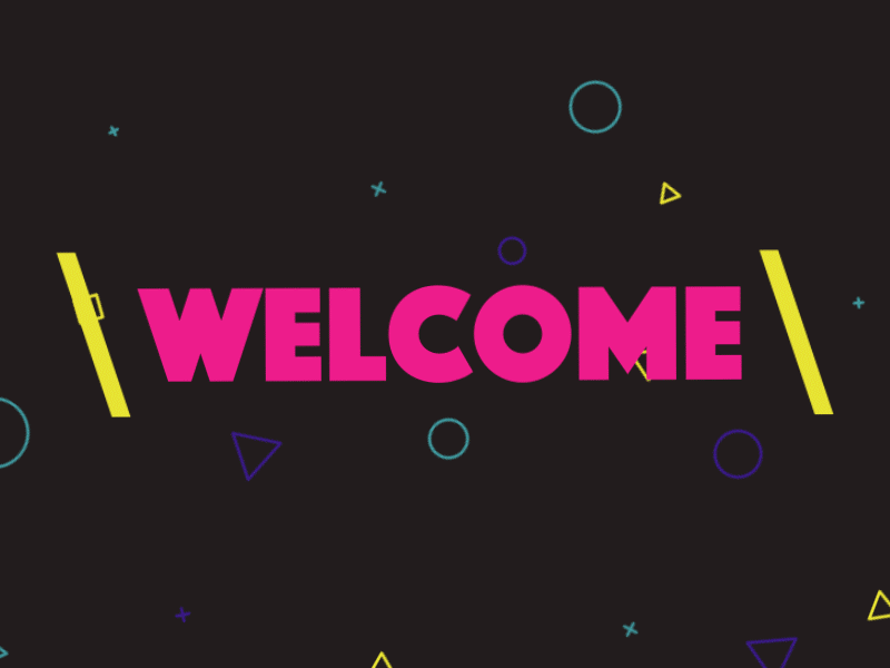 Welcome to Dribbble 2d animation after effects animated video animation bouncy explosion illustrator kinetic text motion graphics shapes video