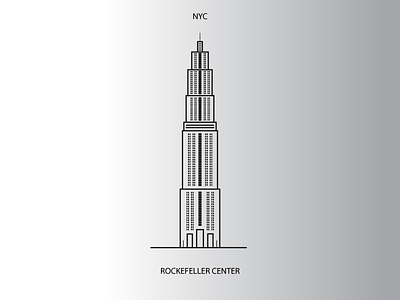 Rockefeller Center black and white illustration illustrator new york new york city ny nyc rockefeller rockefeller center simple