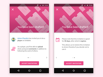 Hello Dribbble! android debut invitation layout material design mobile sketch ui ux