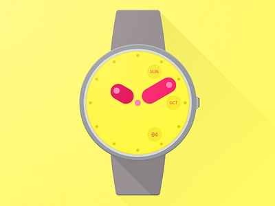 Pop! watch face on Wear android android wear material design moto360 pink render sketch smart watch smartwatch watch watch face watchface