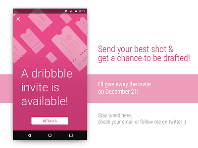 A dribbble invite giveaway dribbble invite giveaway invitation invite pink sketch