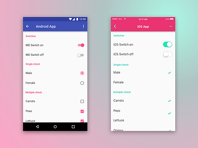 Adapting Material Design - a variation on Google's vision android concept controllers cross platform design ios material design switch ui