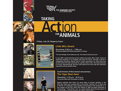 HSUS TAFA Schedule Sign design