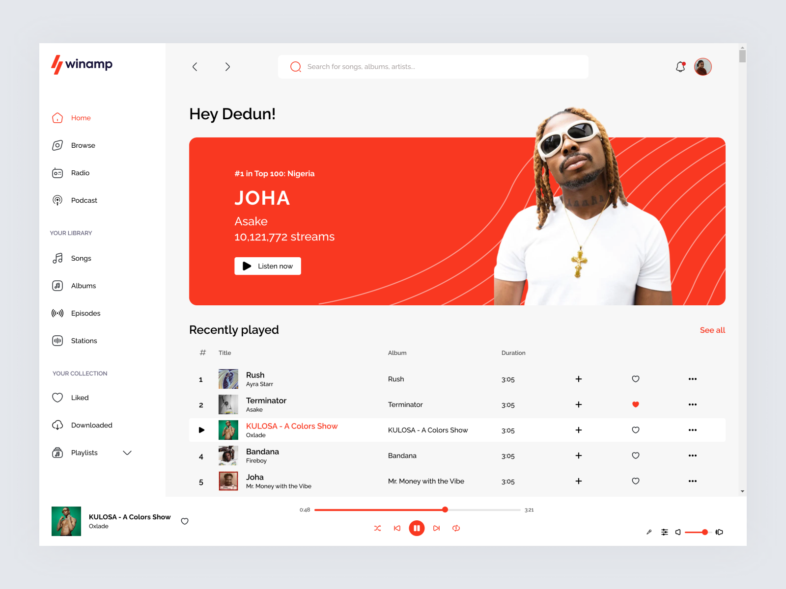 Winamp redesign by Tawakalt Owolarafe on Dribbble