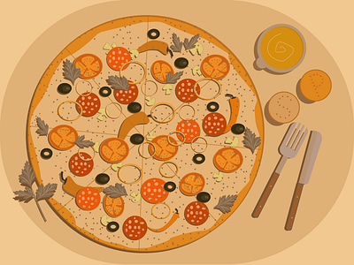 pizzza illustration monochrome pizza