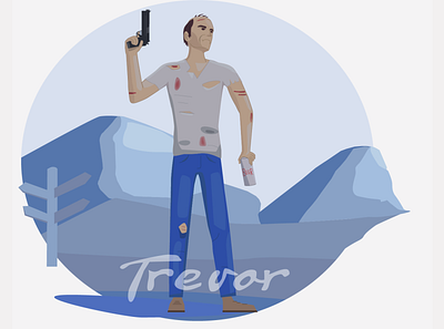 trevor phillips gta5 gun illustration lettering person