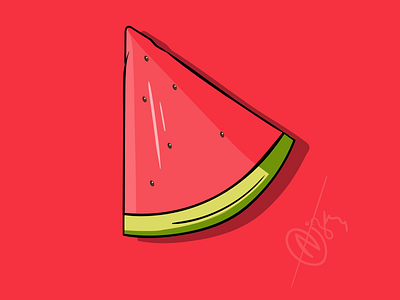 Watermelon Flat Vector adobe adobe illustrator design designer flat graphicdesign hand drawn illustration illustrator logo minimal red vector vector illustration vectorart