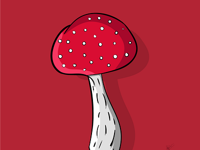 mushroom 2d adobe adobe illustrator color cute designer flat graphicdesign hand drawn handdrawing illustration illustrator logo minimal mushroom red vector