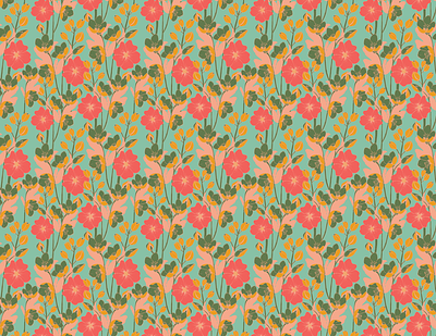 Flowers of the Field artwork design floral illustration licensing lineart pattern pattern art pattern design surface pattern design