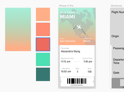 Flight Ticket UI app design flight app illustration iphone minimal plane ticket sketch ticket ui