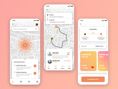 Taxi booking app design concept.